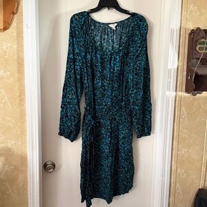 Terra & Sky Teal Floral Long Sleeve Dress